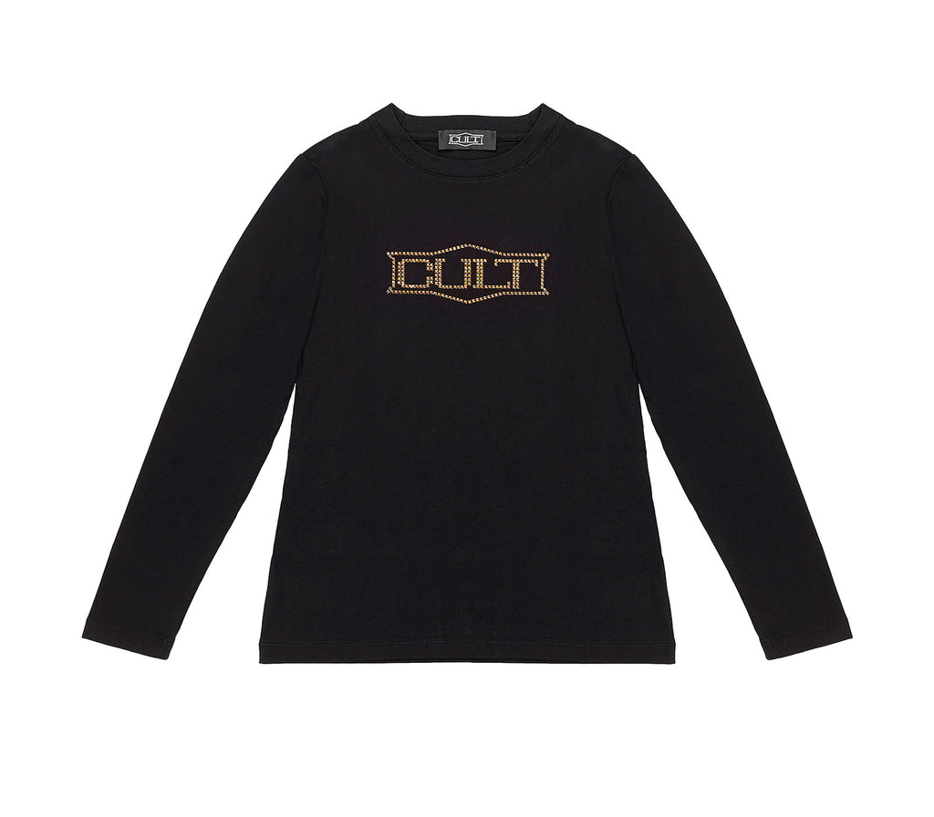 MAGLIA IN JERSEY LOGO BLACK