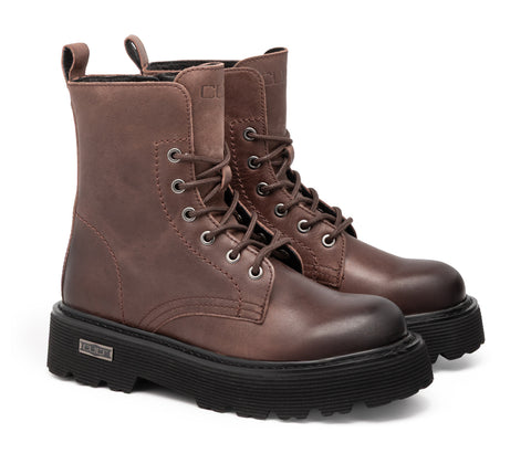 Cult Women's Leather Amphibious Boots - Brown Slash CLW303709