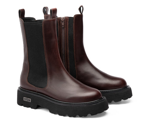 Cult Women's Leather Amphibious Boots - Brown Slash CLW326701