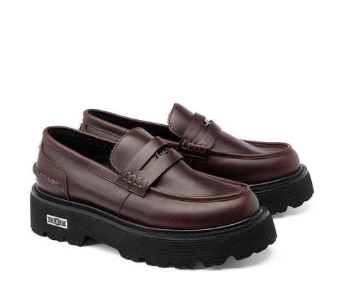 Cult Women's Leather Loafers - SLASH Brown CLW394701