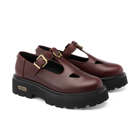 Cult Women's Leather Loafers - Slash Burgundy CLW421602