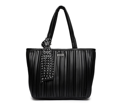 Borsa da Donna in Ecopelle Nera con Morbide Pieghe
