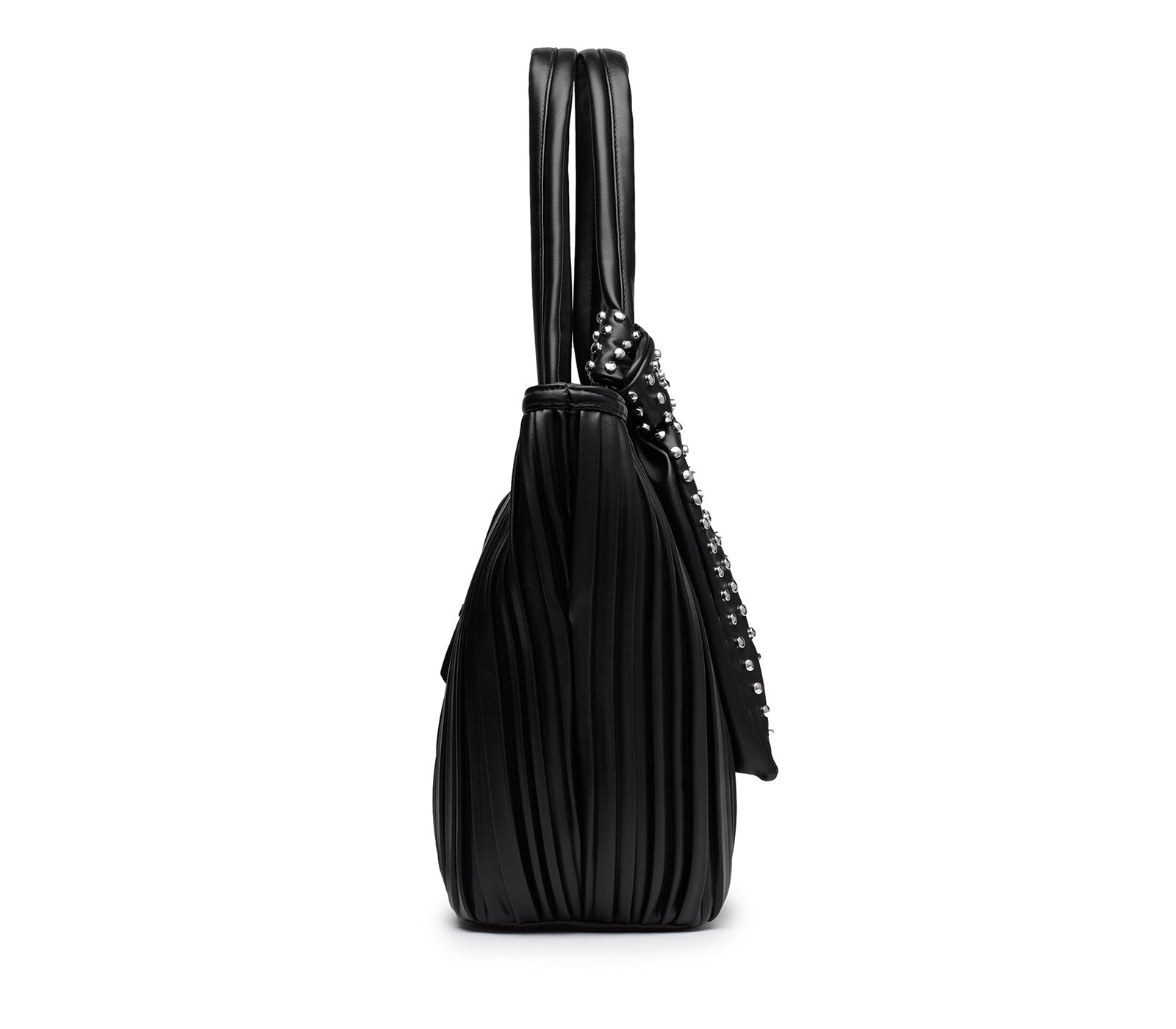 Borsa da Donna in Ecopelle Nera con Morbide Pieghe