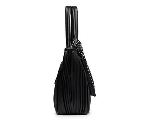 Borsa da Donna in Ecopelle Nera con Morbide Pieghe