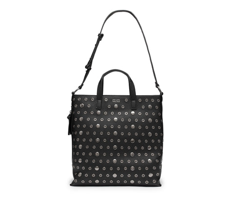 Borsa da Donna Shopper in Ecopelle Maxi Borchie e Tracolla Removibile