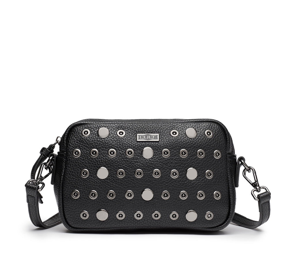Borsa a Tracolla Nera da Donna con Dettagli Metallici