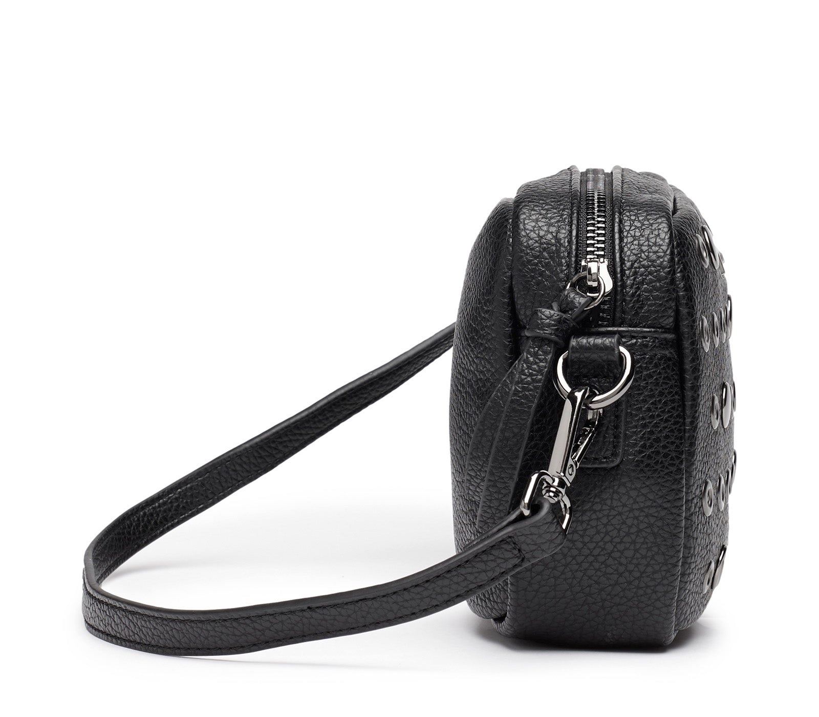 Borsa a Tracolla Nera da Donna con Dettagli Metallici