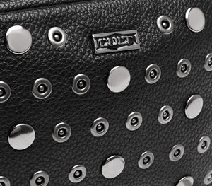 Borsa a Tracolla Nera da Donna con Dettagli Metallici