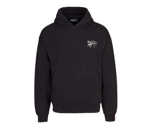 Felpa Nera con Cappuccio Oversize in Cotone Organico 