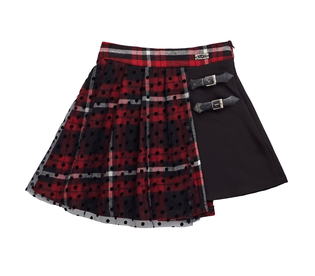 Gonna da Bambina con Pieghe e Strati di Tulle a Pois