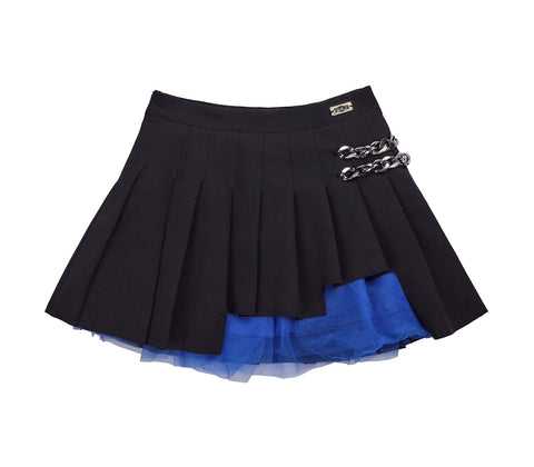 Gonna Kids con Pieghe e Tulle Blu Elettrico