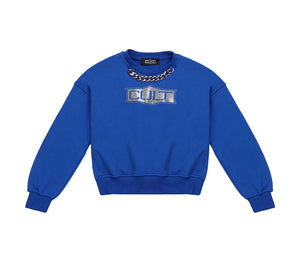 Felpa Kids Electric Blu con Logo e Maxi Catena a Collana 