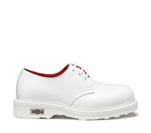 Scarpe Stringate in Pelle Bianca e Punta Tonda