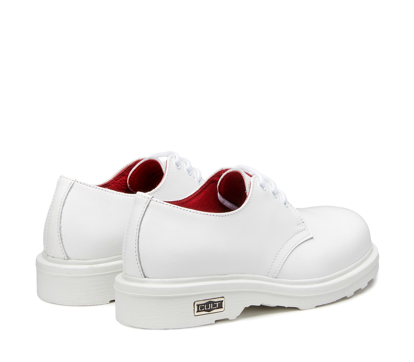 Scarpe Stringate in Pelle Bianca e Punta Tonda