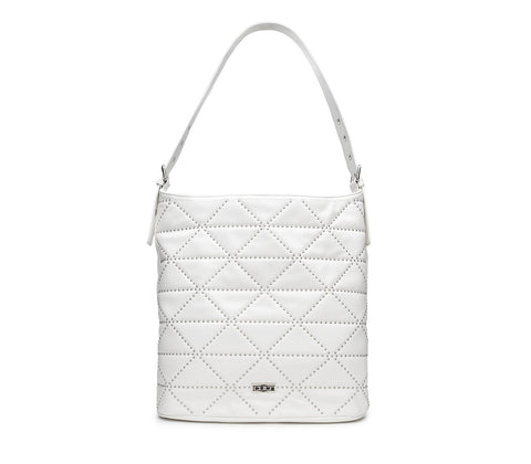 Borsa da Donna a Spalla in Ecopelle Bianca con Mini Borchie 