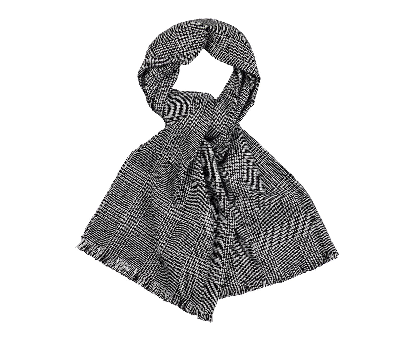 Sciarpa Pied-de-Poule con Bordo Sfrangiato