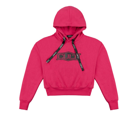 Felpa Cropped da Donna con Cappuccio Fuxia e Coulisse Logata