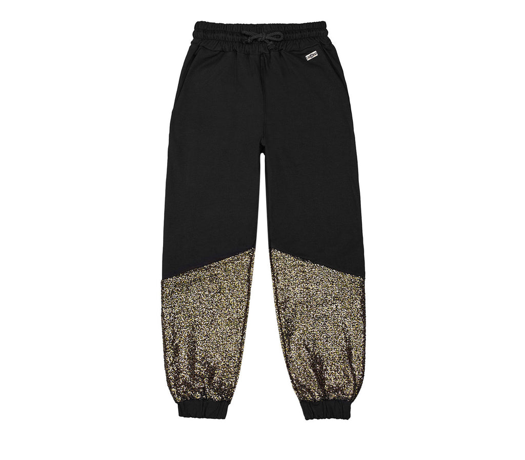 Jogger da Donna Nero con Paillettes a Contrasto