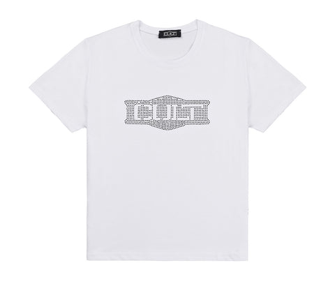 T-shirt da Donna Bianca Leggermente Over con Logo Applicato
