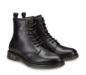Anfibi Stringati da Uomo in Pelle Nera
