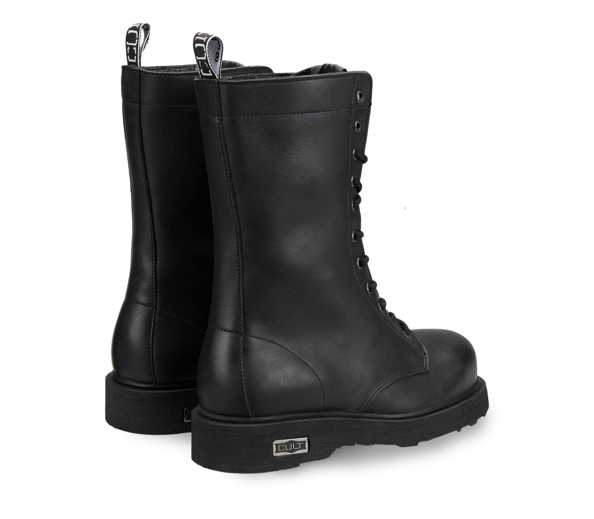 Anfibi Bolt in Pelle Nera con Occhielli Tono su Tono