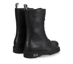 Anfibi Bolt in Pelle Nera con Occhielli Tono su Tono