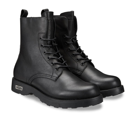 Men's Black Leather Stringed Boots