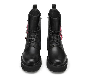 Anfibio da Donna Slash in Pelle Nera con Cuore Rosa
