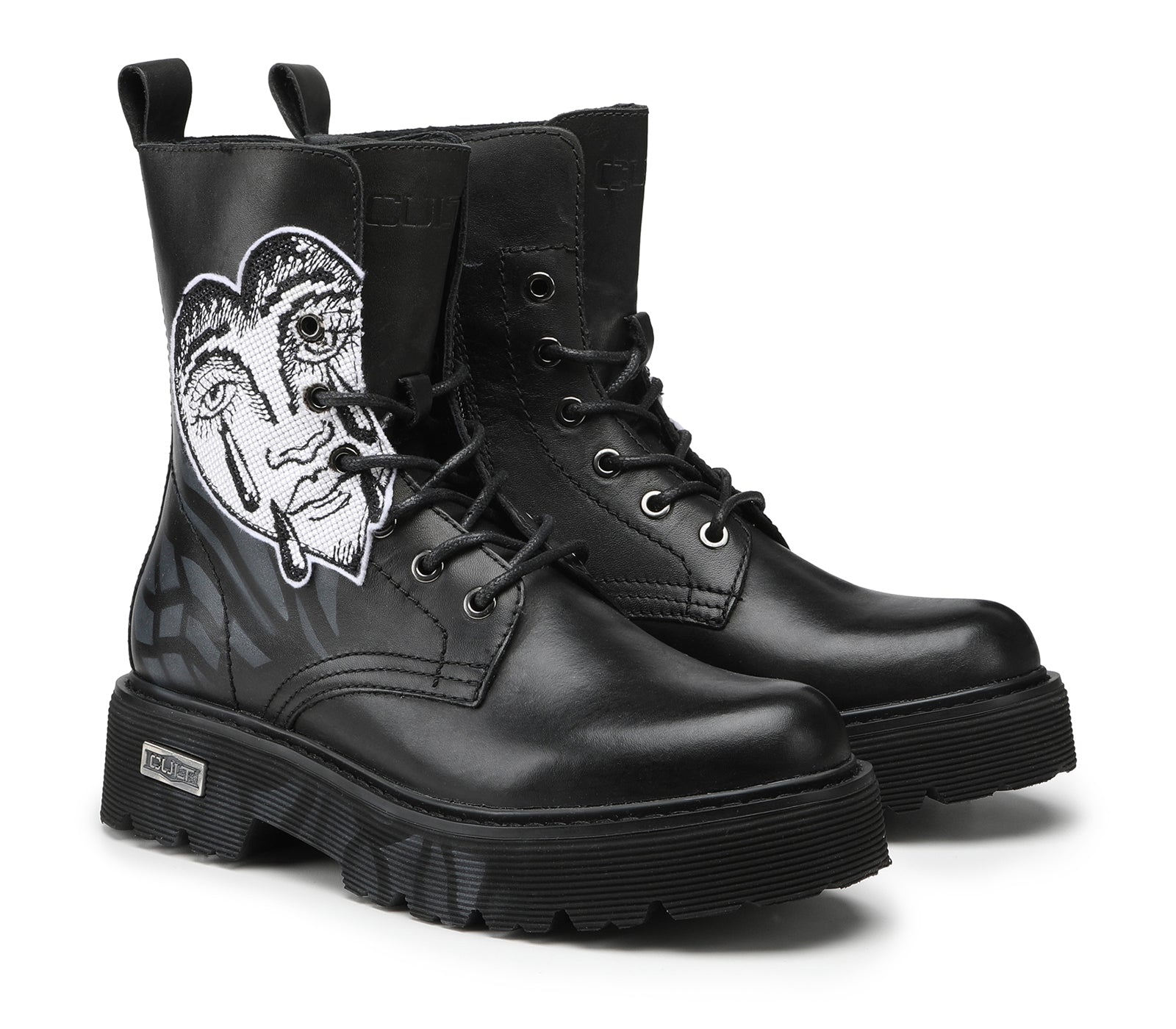 Anfibio da Donna Slash in Pelle Nera con Cuore Bianco