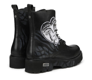 Anfibio da Donna Slash in Pelle Nera con Cuore Bianco