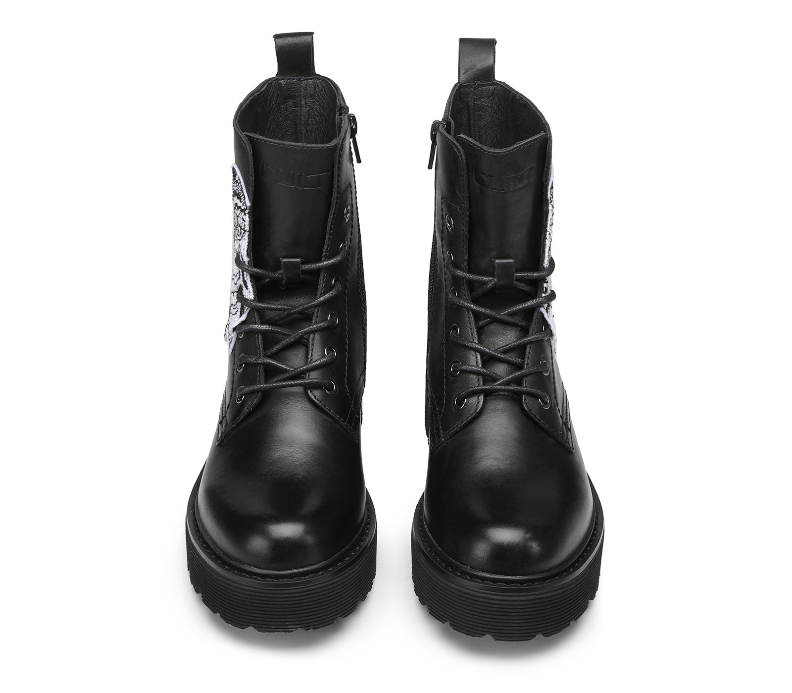 Anfibio da Donna Slash in Pelle Nera con Cuore Bianco