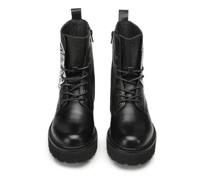 Anfibio da Donna Slash in Pelle Nera con Cuore Bianco