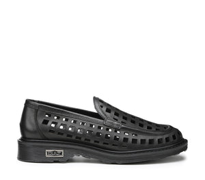 Mocassini Slip On da Donna Traforati in Pelle Nera