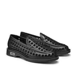 Mocassini Slip On da Donna Traforati in Pelle Nera