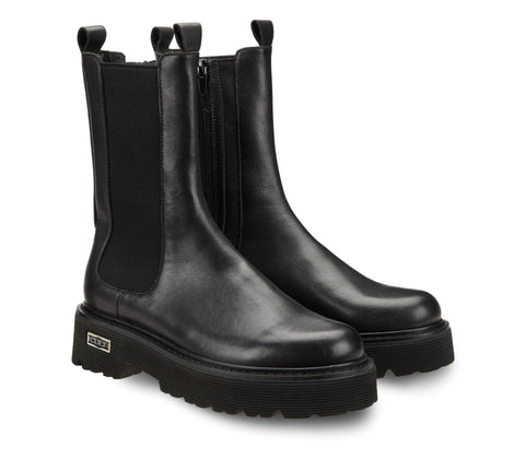 Women's Black Leather Beatles Boots