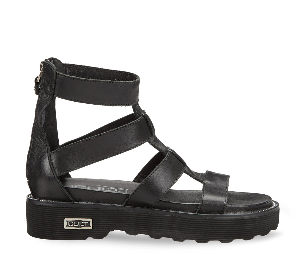 Sandali da Donna in Pelle Nera con Fasce 