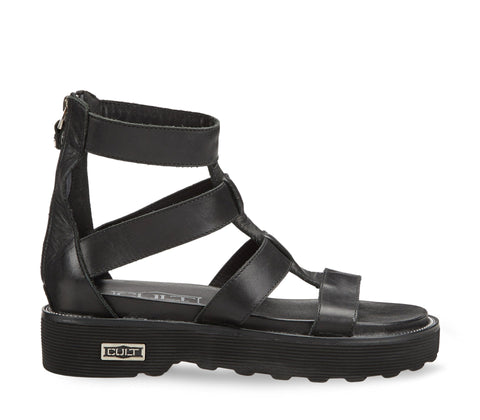 Sandali da Donna in Pelle Nera con Fasce 