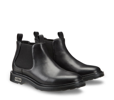 Women's Black Leather Beatle Boots