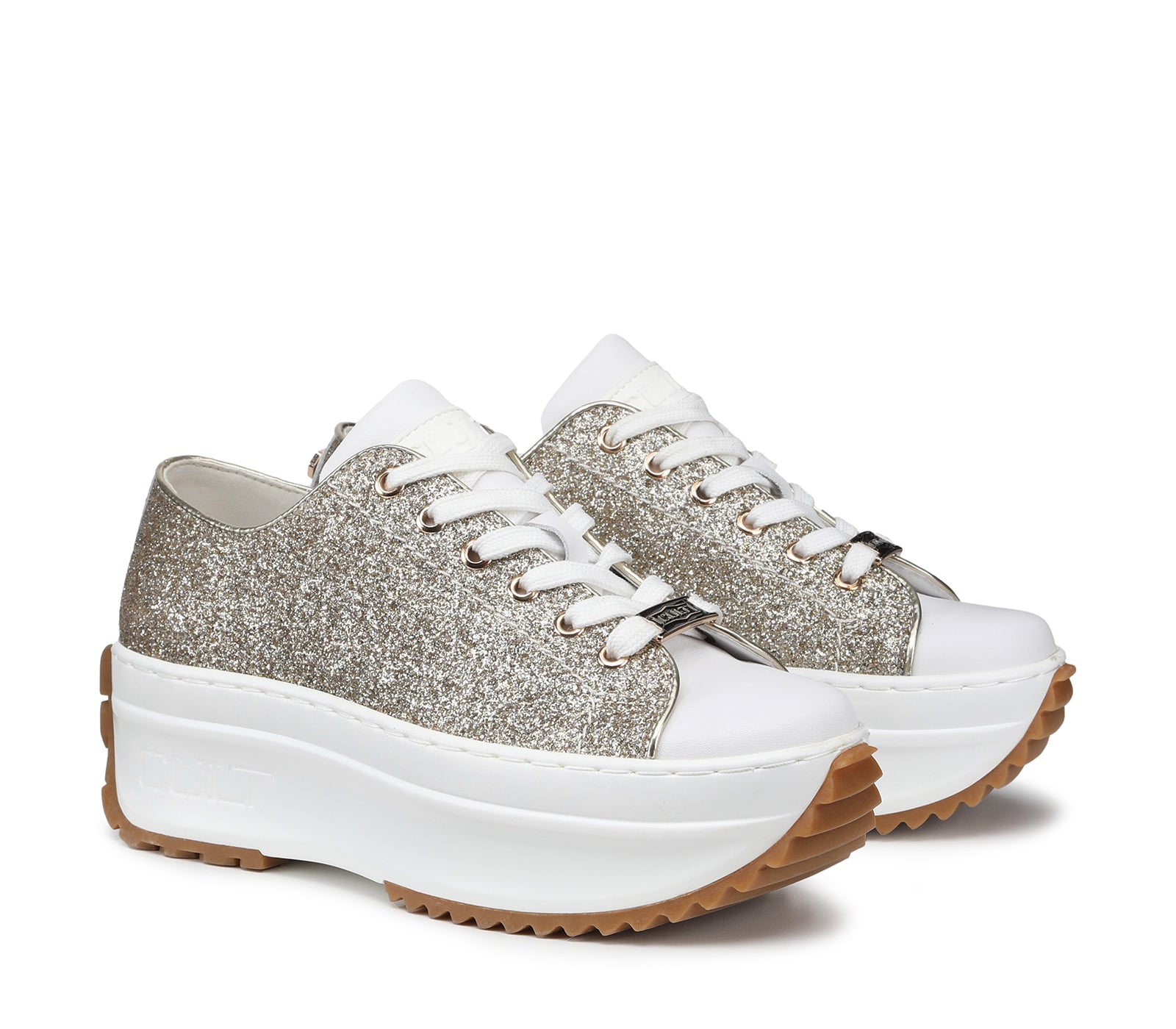 Sneakers da Donna Basse con Glitter Oro