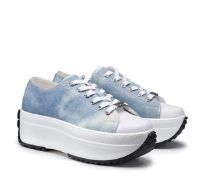 Sneakers da Donna Basse in Tessuto Celeste