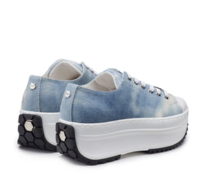 Sneakers da Donna Basse in Tessuto Celeste