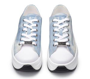 Sneakers da Donna Basse in Tessuto Celeste