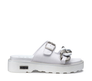 Sandali Bianchi in Pelle da Donna con Maxi Catena