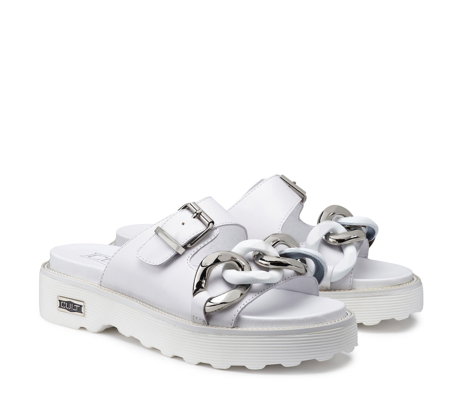 Sandali Bianchi in Pelle da Donna con Maxi Catena