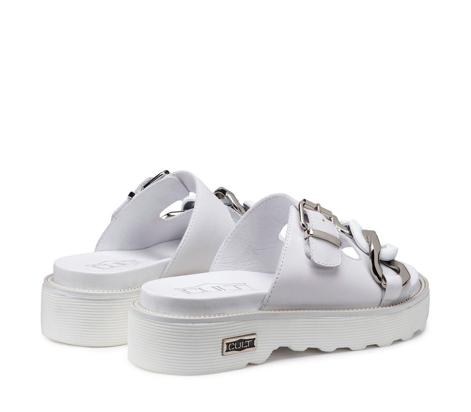 Sandali Bianchi in Pelle da Donna con Maxi Catena