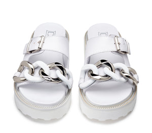 Sandali Bianchi in Pelle da Donna con Maxi Catena