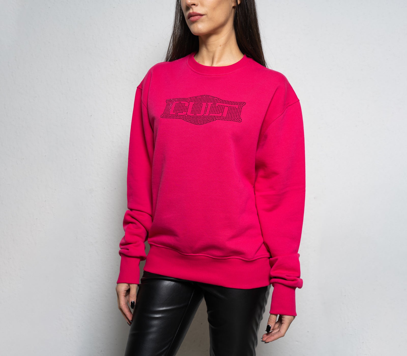 Felpa da Donna Fuxia con Logo Stampato