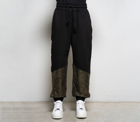 Black Women's Jogger with Contrasting Sequins
